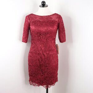 New LanTing Bride Women's S/4 Burgundy Red Crochet Lace Formal Bridesmaid Dress